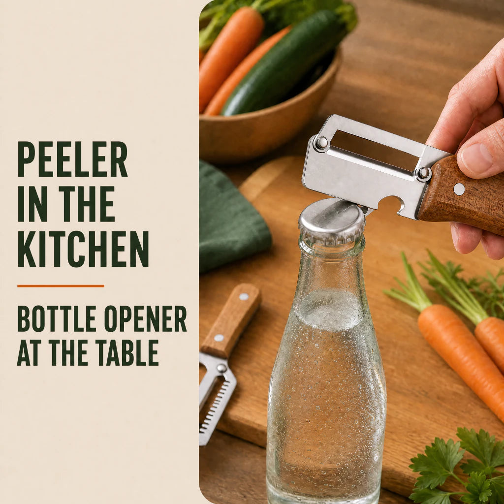 Built-in bottle opener on the Buballoon Duo Peeler