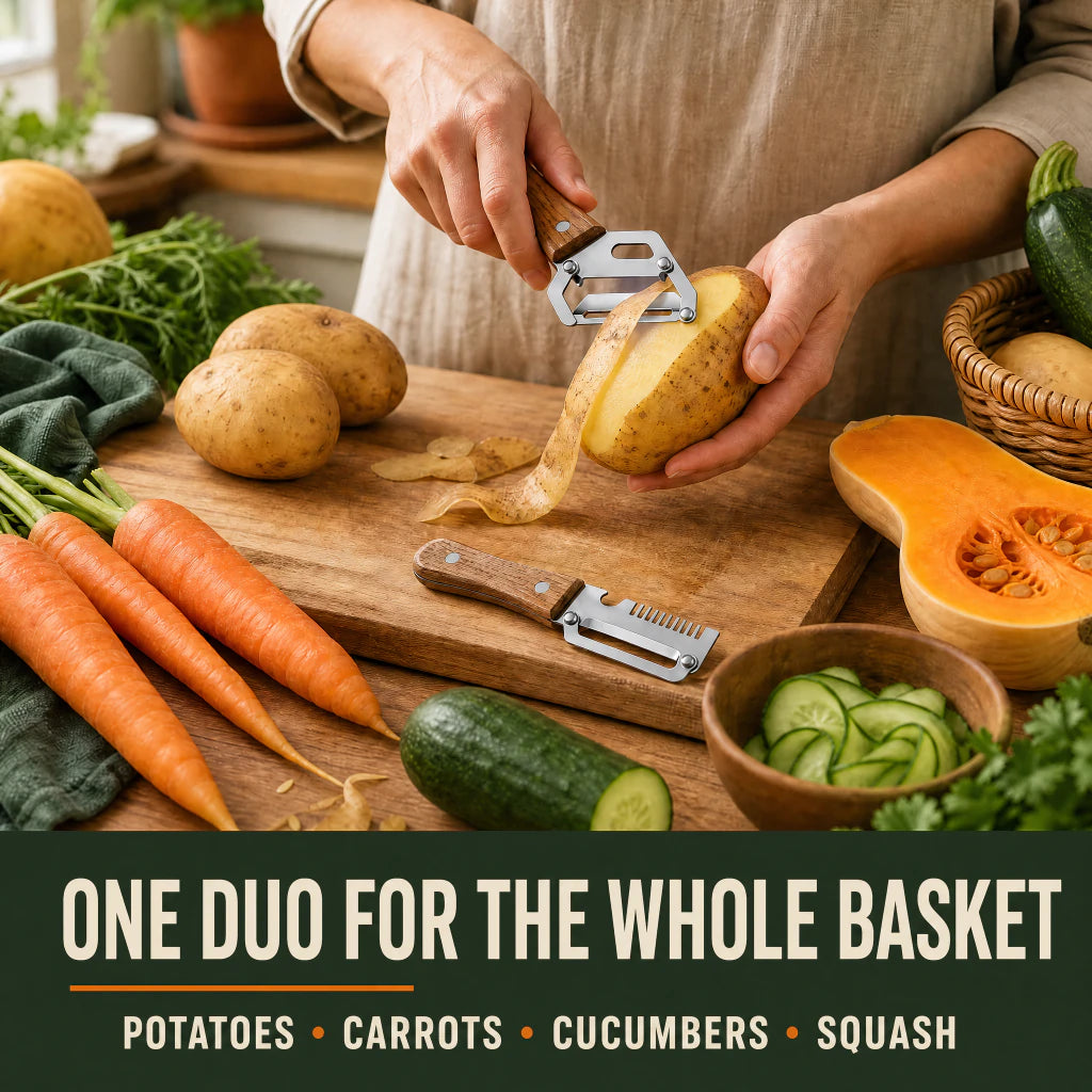 Duo Peelers for potatoes, carrots, cucumbers and squash