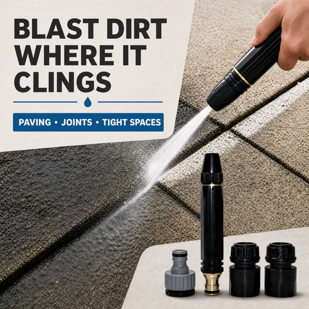 HydroJet focused jet cleaning paving and joints