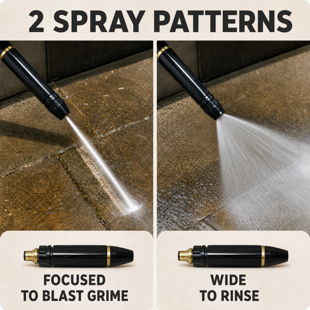 HydroJet 4 focused and wide spray patterns